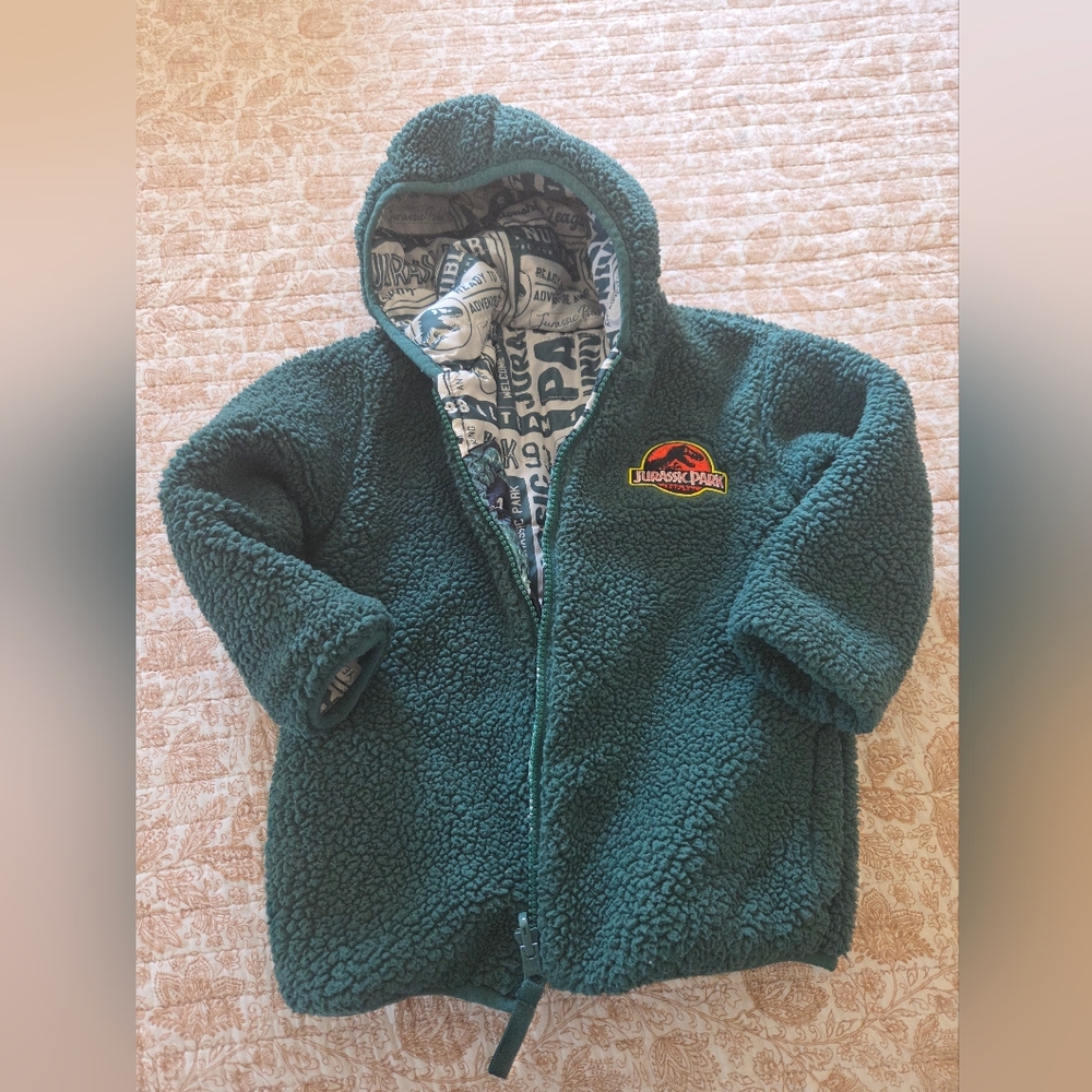 Jurassic Park Kids Green Fleece Puffer Jacket